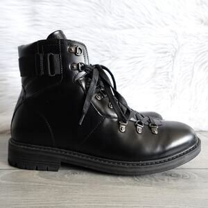 Guess Black Men's Faux Vegan Leather Lace Up Combat Boots Size 13